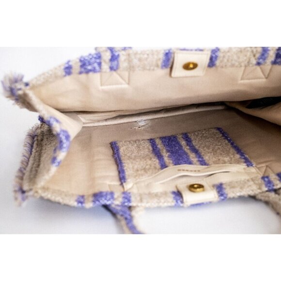 Sandro Kasbah Tote Bag in Tweed Purple & Neutral Stripes $475 - Picture 10 of 10